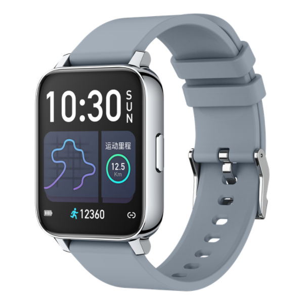 P36 Smart Watch 1.69 Large Screen Full Touch Heart Rate Blood Pressure Blood Oxygen Monitoring Multi-sport Custom Dial Watch (Silver Gray)