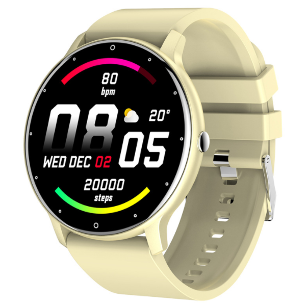 ZL02D Round Screen Smart Watch Heart Rate Monitoring Reminder Health Monitoring Photo Step Counting Bracelet (Yellow)