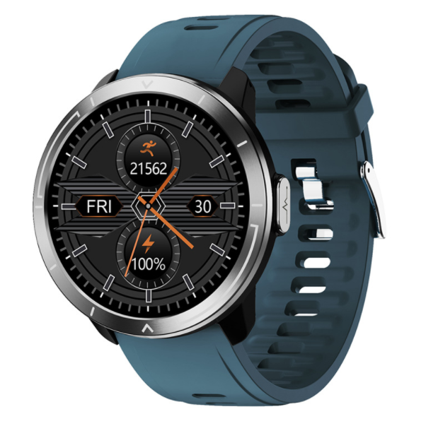 M18plus Smart Band ECG+PPG ECG Heart Rate and Blood Pressure Measurement Information Reminder Round Screen Watch (Silver + TPU Blue)