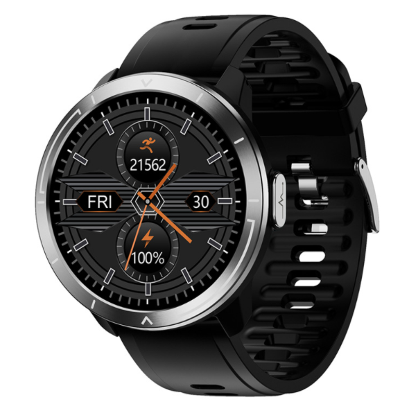 M18plus Smart Band ECG+PPG ECG Heart Rate and Blood Pressure Measurement Information Reminder Round Screen Watch (Silver + TPU Black)