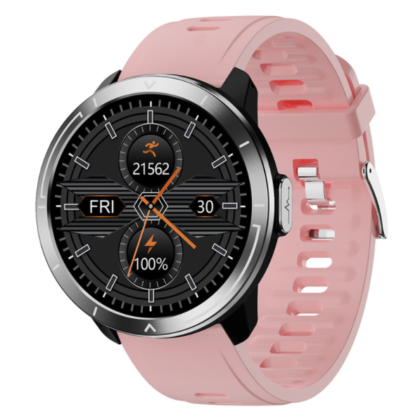 M18plus Smart Band ECG+PPG ECG Heart Rate and Blood Pressure Measurement Information Reminder Round Screen Watch (Silver + TPU Powder)