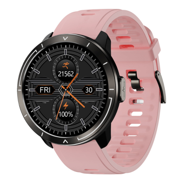 M18plus Smart Band ECG+PPG ECG Heart Rate and Blood Pressure Measurement Information Reminder Round Screen Watch (Black + TPU Pink)
