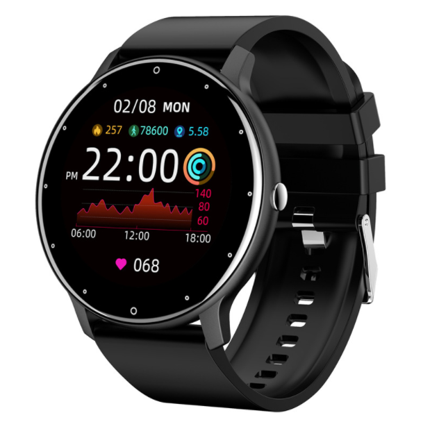 ZL02D Round Screen Smart Watch Heart Rate Monitoring Reminder Health Monitoring Photo Step Counting Bracelet (Black)