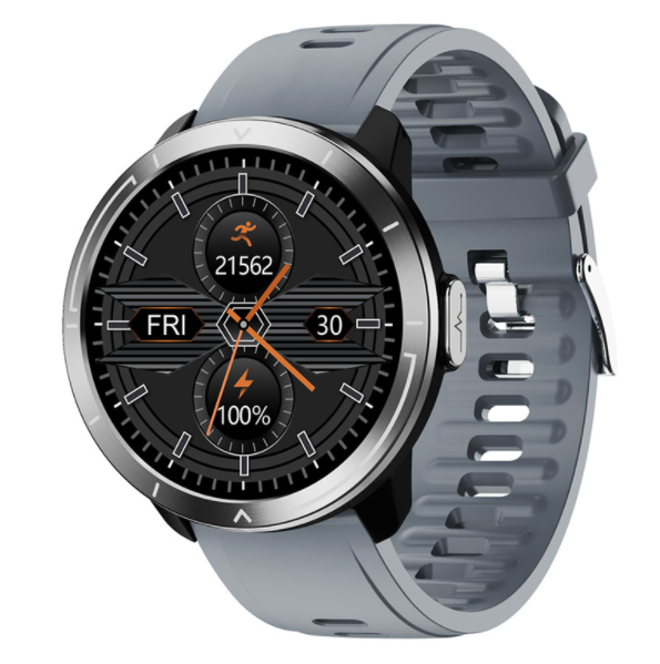 M18plus Smart Band ECG+PPG ECG Heart Rate and Blood Pressure Measurement Information Reminder Round Screen Watch (Silver + TPU Gray)