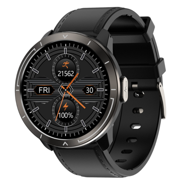 M18plus Smart Band ECG+PPG ECG Heart Rate and Blood Pressure Measurement Information Reminder Round Screen Watch (Black + Black Leather)