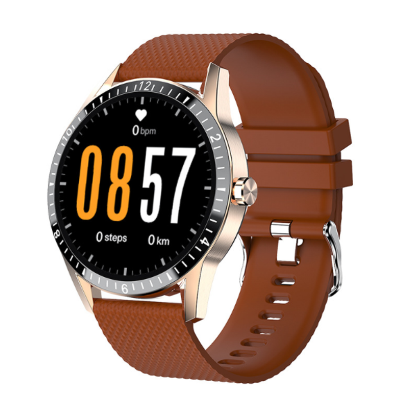Y20 Smart Band Bluetooth Call Full Circle Full Touch Custom Watch Face SOS Dial Smart Call Watch (Brown)