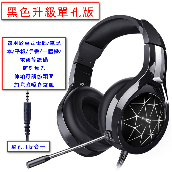 爆款頭戴式耳機－N1黑色升級單孔版