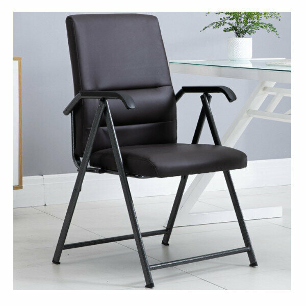 Folding Computer Chair Dining Chair (Brown PU)