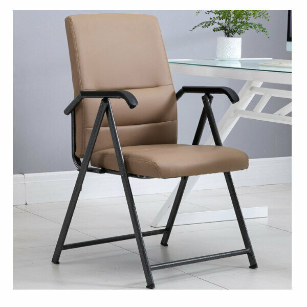 Folding Computer Chair Dining Chair (Khaki PU)