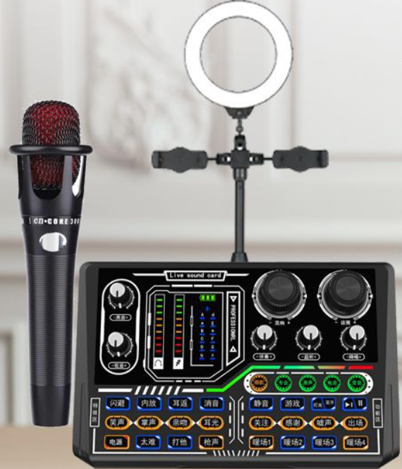 P16 Live Streaming Equipment Set (P16 + E300 + Tripod Microphone Stand + Desktop Fill Light Stand + Headphones + OTG Cable)