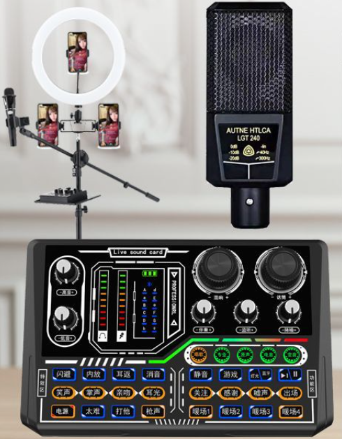 P16 Live Streaming Equipment Set (P16 + 240 + Floor Light Bracket + Headphones + OTG Cable)