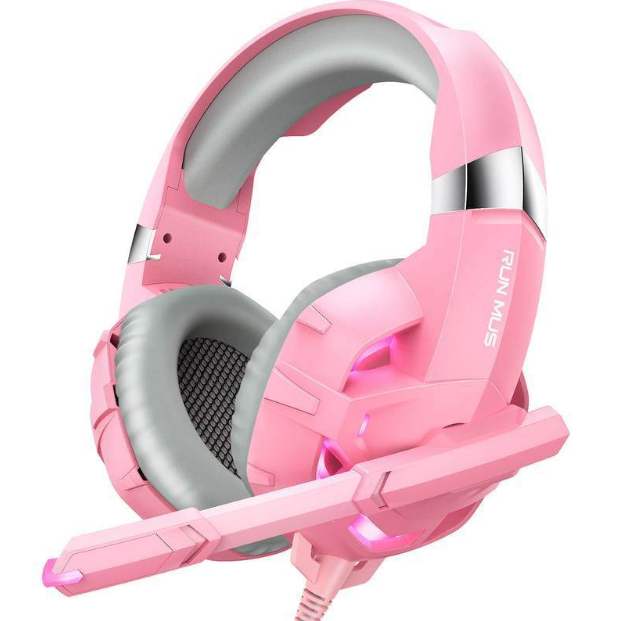 新款ONIKUMA K2PRO頭戴式遊戲耳機電競PS4電腦有線耳機（RUNMUS牌粉色）