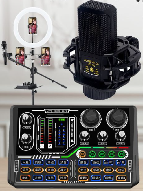 P16 Live Streaming Equipment Set (P16 + 260 + Floor Fill Light Bracket + Headphones + OTG Cable)