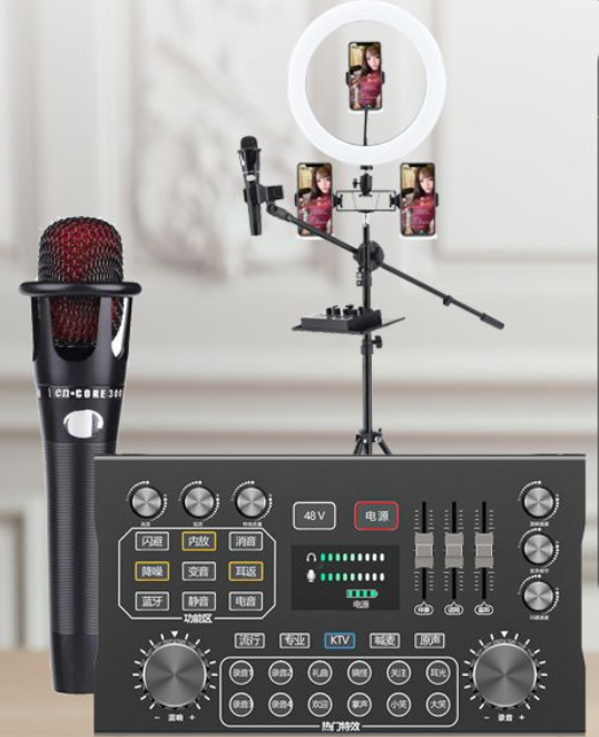 P12 Live Streaming Equipment Set (P12 + E300 + 26CM Fill Light Floor Bracket + Headset + OTG (choose one of the two))
