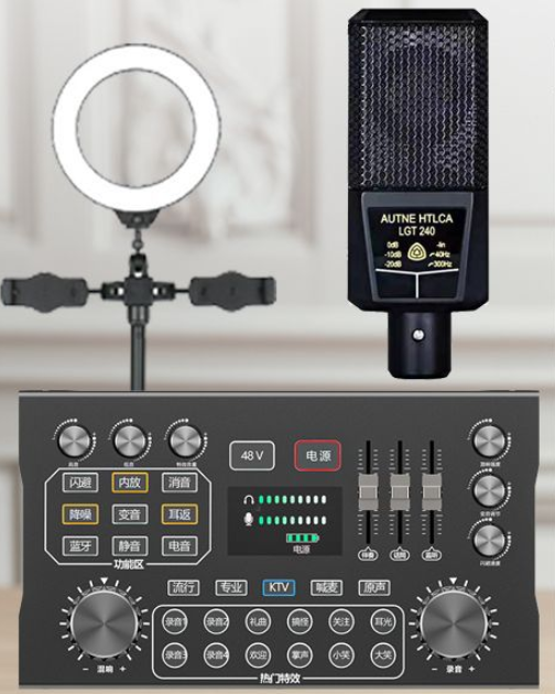 P12 Live Streaming Equipment Set (P12 + 240 + Duck Microphone Stand + 16CM Fill Light Desktop Stand + Headset + OTG (Choose One of the Two))