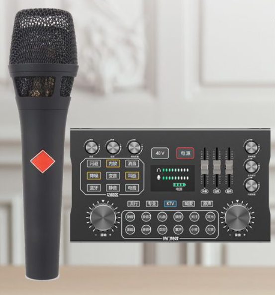 P12 Live Streaming Equipment Set (P12 + 105 Black + Disc Microphone Stand + Disc Mobile Phone Holder + Headset + OTG (Choose One of the Two))