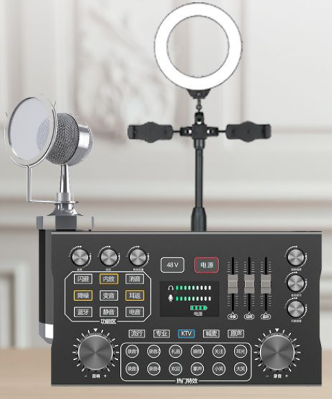 P12 Live Streaming Equipment Set (P12 + Baby Bottle Black + Duck Palm Microphone Bracket + 16CM Fill Light Desktop Bracket + Headphones + OTG (Choose One of the Two))