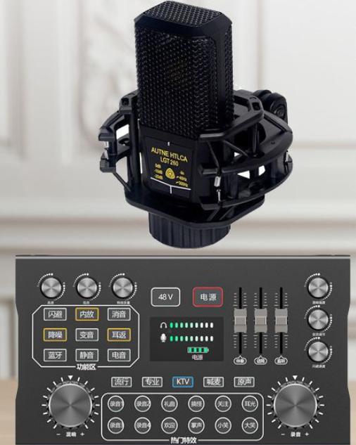 P12 Live Streaming Equipment Set (P12 + 260 + Duck Palm Microphone Holder + Disc Mobile Phone Holder + Headset + OTG (Choose One of the Two))