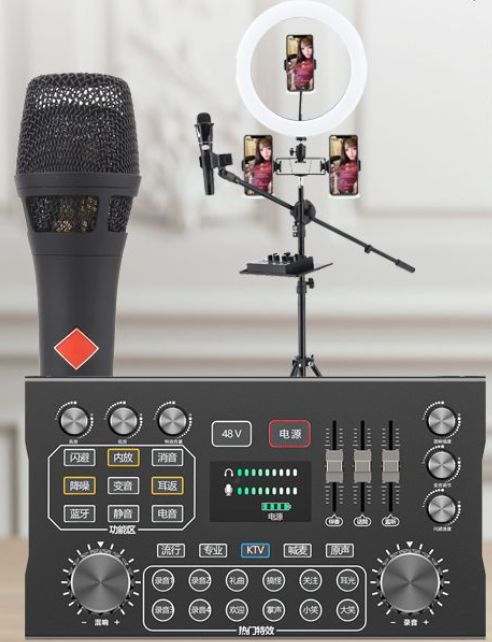 P12 Live Broadcast Equipment Set (P12 + 105 Black + 26CM Fill Light Floor Stand + Headset + OTG (Choose One of the Two))