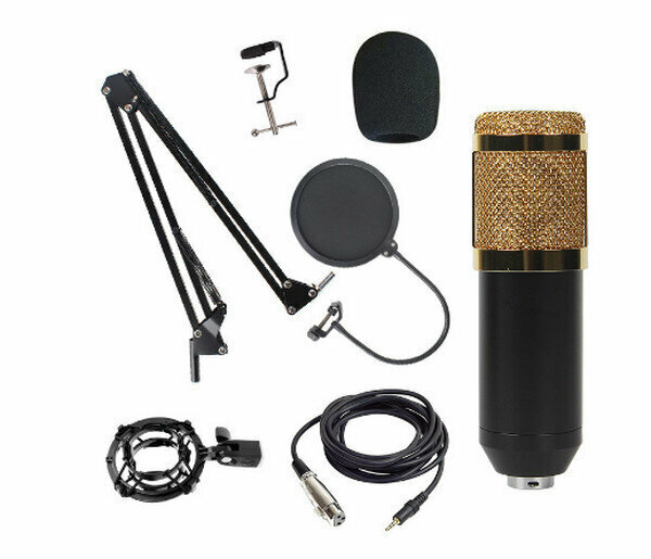Condenser Microphone Live Streaming Equipment Kit JIY-BM800-Regular Model-Gold (Cantilever Bracket Set)