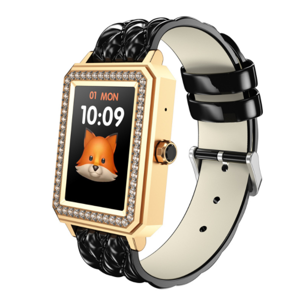 Women's smart bracelet M66 full touch large screen can call watch heart rate blood pressure monitor step (gold black skin)