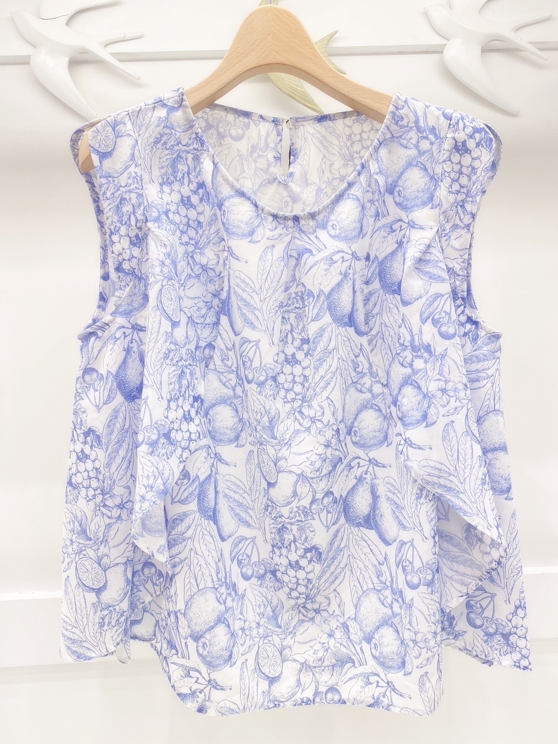 水果圖無袖雪紡上衣