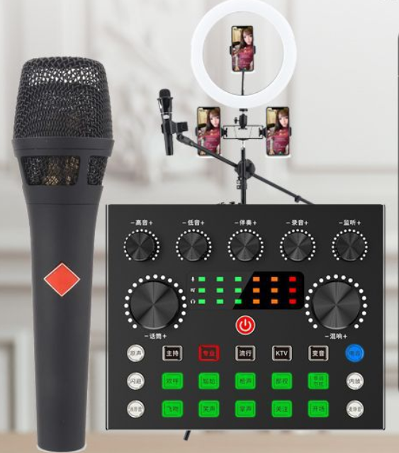V80 Live Streaming Equipment Set (V80 + 105 Black + 26CM Fill Light Floor Bracket + Headphones + OTG (Choose One of the Two))
