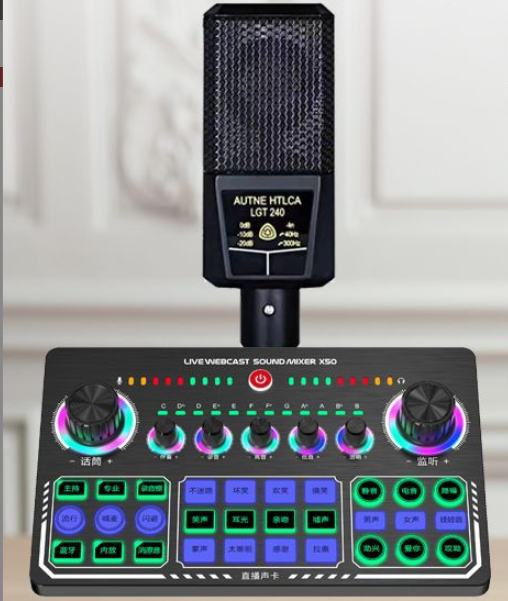 X50 Live Streaming Equipment Set (X50 + 240 + Duck Palm Microphone Stand + Disc Mobile Phone Holder + Headset + OTG (Choose One of the Two))