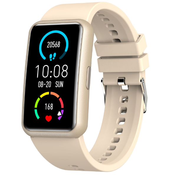 Blue Sports Waterproof Blood Pressure Heart Rate Bluetooth Smart Band Watch (Beige)