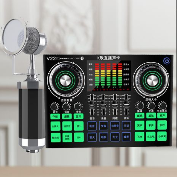 V22 Live Streaming Equipment Set (V22 + Baby Bottle Black + Duck Palm Microphone Holder + Disc Mobile Phone Holder + Headset + OTG (Choose One))