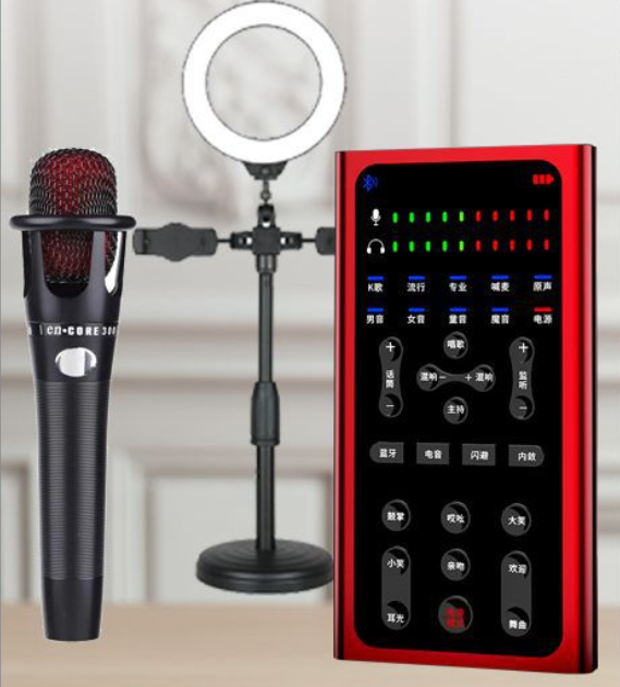 S1 Live Streaming Equipment Set (S1 + E300 + Triangle Microphone Stand + 16CM Fill Light Desktop Stand + Headset + OTG (Choose One of the Two))
