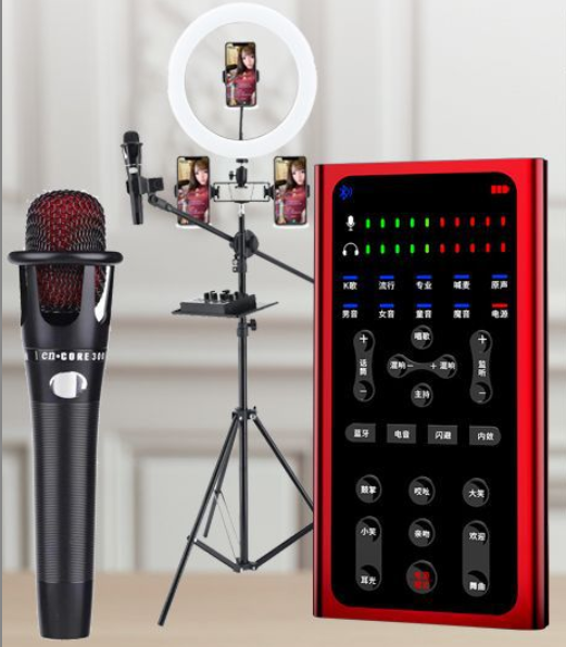 S1 Live Streaming Equipment Set (S1 + E300 + 26CM Fill Light Floor Stand + Headphones + OTG (Choose One of the Two))