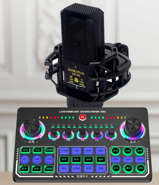 X50 Live Streaming Equipment Set (X50 + 260 + Duck Palm Microphone Stand + Disc Mobile Phone Holder + Headset + OTG (Choose One of the Two))