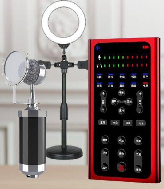 S1 Live Streaming Equipment Set (S1 + Baby Bottle Black + Duck Palm Microphone Bracket + 16CM Fill Light Desktop Bracket + Headphones + OTG (Choose One of the Two))