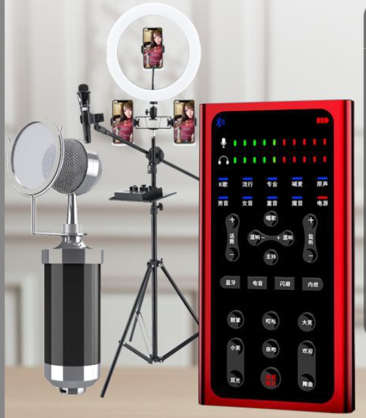 S1 Live Streaming Equipment Set (S1 + Baby Bottle Black + 26CM Fill Light Floor Stand + Headphones + OTG (Choose One of the Two))