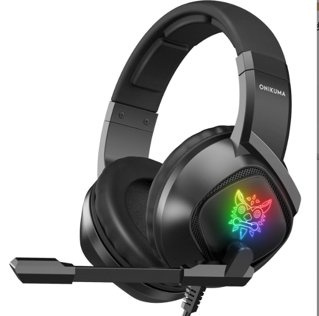 熱推K19頭戴式電競遊戲耳機電腦有線PS5聽聲辨位耳機（黑色）