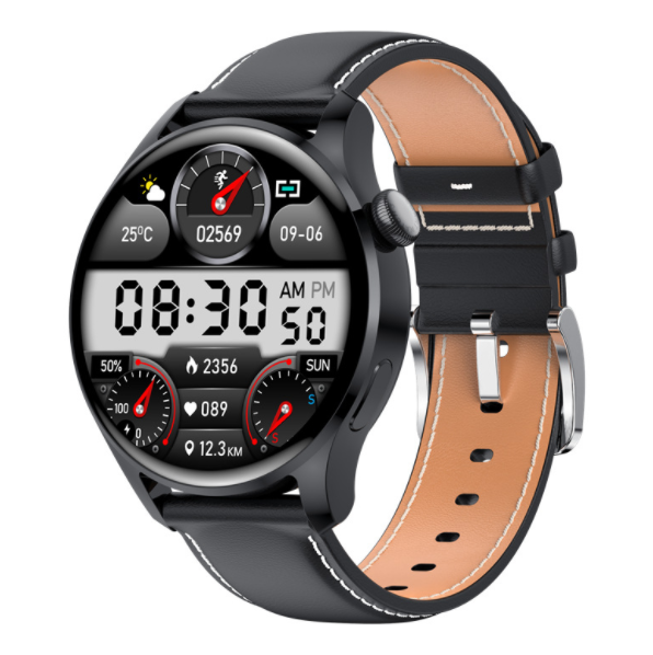 M103 Smart Watch Bluetooth Call Heart Rate Blood Oxygen Monitoring WeChat Sports Bracelet (Black Leather)