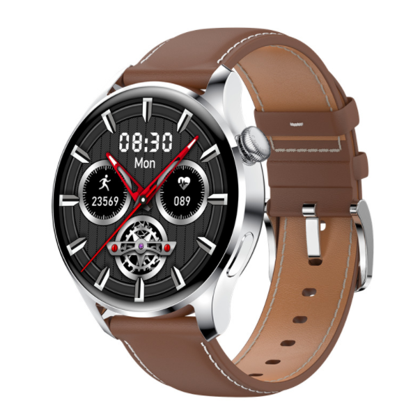 M103 Smart Watch Bluetooth Call Heart Rate Blood Oxygen Monitoring WeChat Sports Bracelet (Silver Brown Skin)