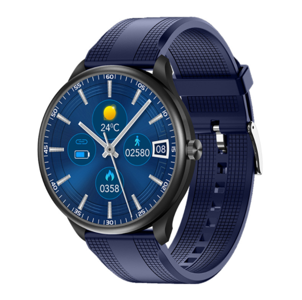 M10 Bluetooth Call Smart Watch ECG Body Temperature, Blood Oxygen, Blood Pressure, Heart Rate Monitoring, Sports Bracelet (TPU-Black Blue)