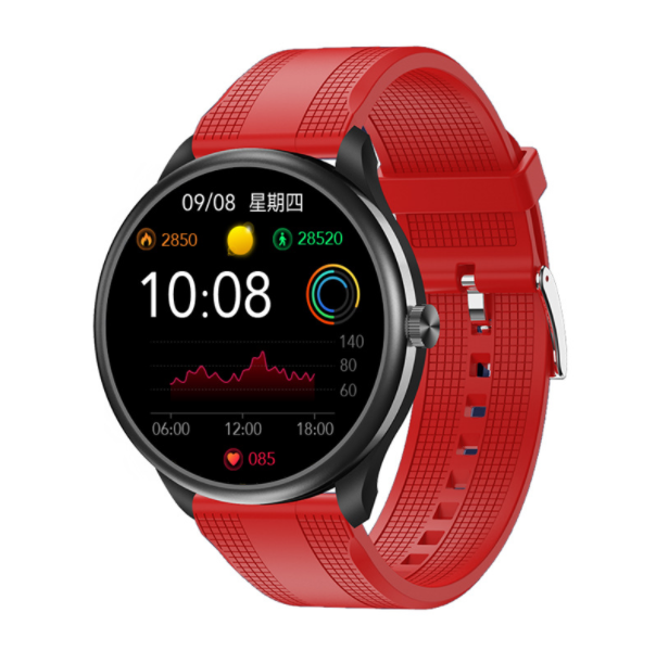 M10 Bluetooth Call Smart Watch ECG Body Temperature, Blood Oxygen, Blood Pressure, Heart Rate Monitoring, Sports Bracelet (TPU-Black Red)