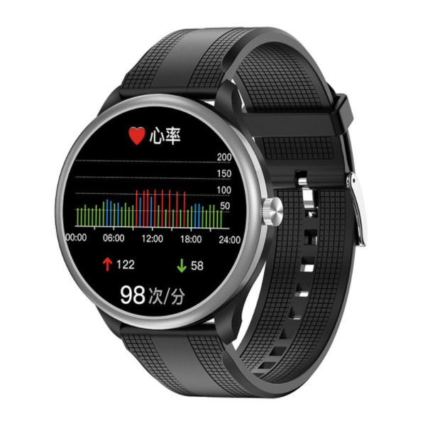 M10 Bluetooth Call Smart Watch ECG Body Temperature, Blood Oxygen, Blood Pressure, Heart Rate Monitoring, Sports Bracelet (TPU-Silver Black)