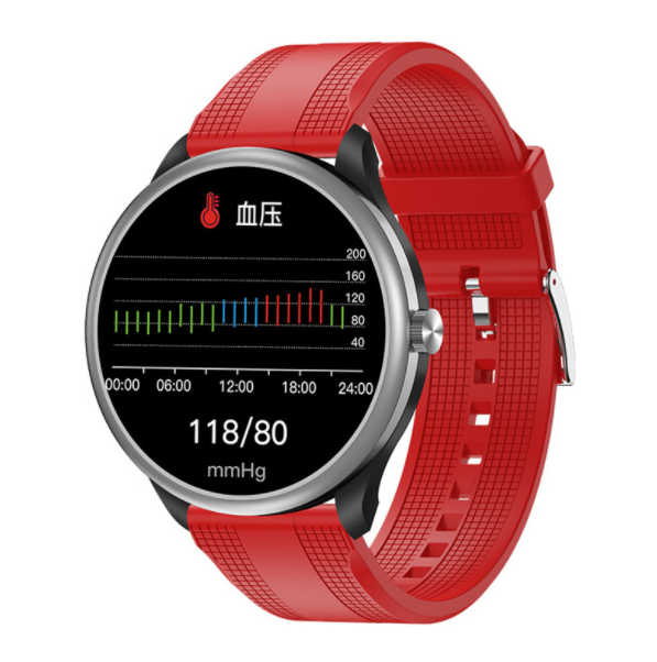 M10 Bluetooth Call Smart Watch ECG Body Temperature, Blood Oxygen, Blood Pressure, Heart Rate Monitoring, Sports Bracelet (TPU-Silver Red)
