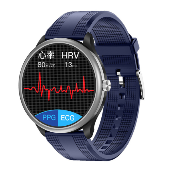 M10 Bluetooth Call Smart Watch ECG Body Temperature, Blood Oxygen, Blood Pressure, Heart Rate Monitoring, Sports Bracelet (TPU-Silver Blue)