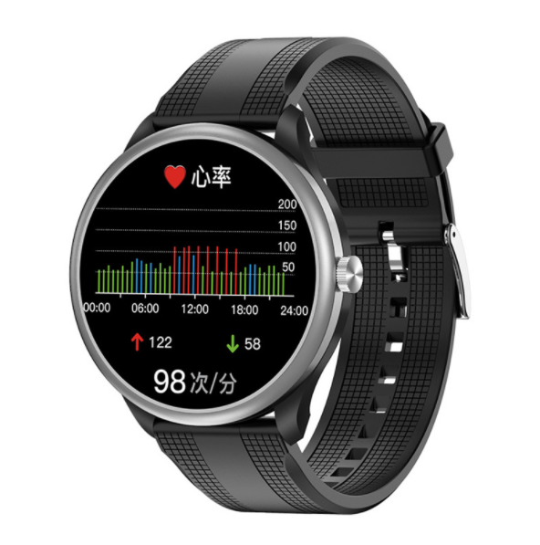M10 Bluetooth Call Smart Watch ECG Body Temperature, Blood Oxygen, Blood Pressure, Heart Rate Monitoring, Sports Bracelet (Silver Black Leather)