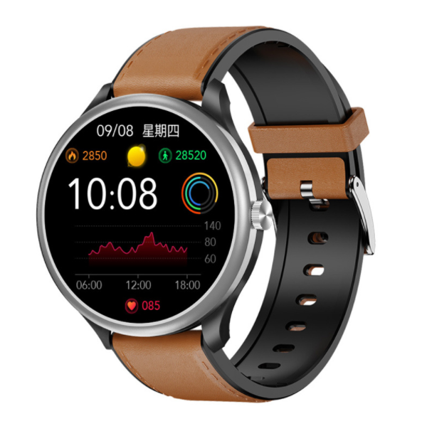 M10 Bluetooth Call Smart Watch ECG Body Temperature, Blood Oxygen, Blood Pressure, Heart Rate Monitoring, Sports Bracelet (Silver Brown Skin)