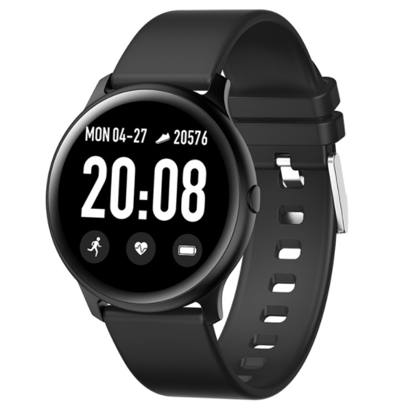 KW19 Smart Watch Blood Pressure Heart Rate Monitoring Bluetooth Remote Control Music Photo Sports Bracelet (Black)