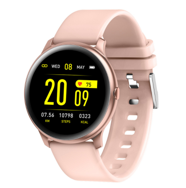 KW19 Smart Watch Blood Pressure Heart Rate Monitoring Bluetooth Remote Control Music Photo Sports Bracelet (Pink)