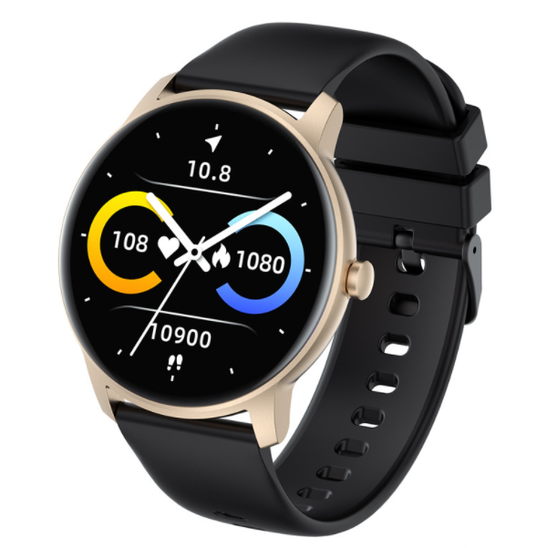 KW77 Smart Bracelet Blood Pressure, Heart Rate, Health Monitoring, Music Control, Multi Sports Mode Watch (Gold Black)