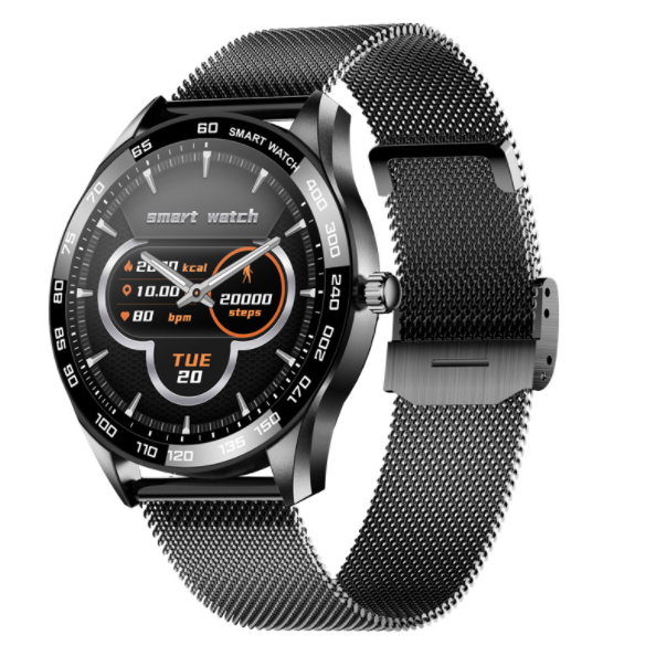 MK28 Smart Watch Heart Rate Blood Pressure Health Monitoring Multi Sports Mode Music Control Pedometer Bracelet (Black Steel)