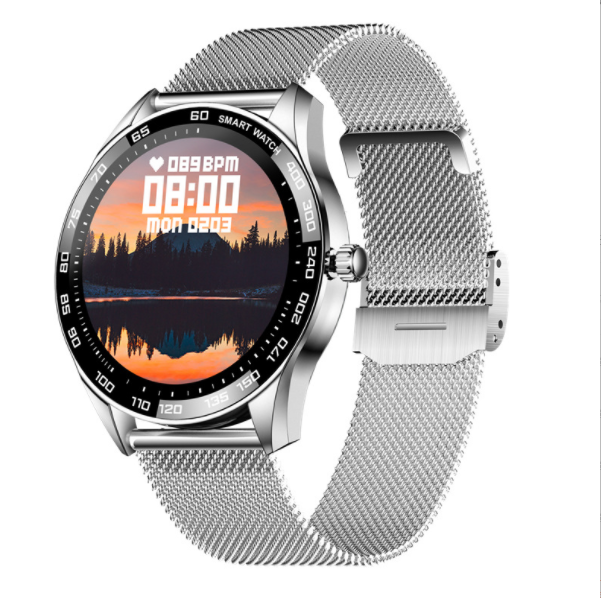 MK28 Smart Watch Heart Rate Blood Pressure Health Monitoring Multi Sports Mode Music Control Step Meter Bracelet (Silver Steel)